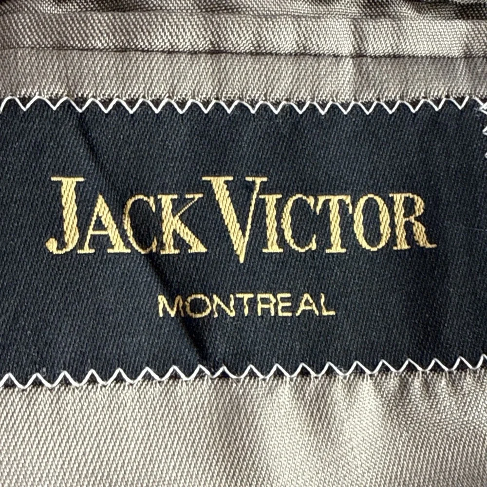 JACK VICTOR‎ Montreal Mens Virgin Wool Grid Tweed Sport Coat Blazer Tan Size 46R